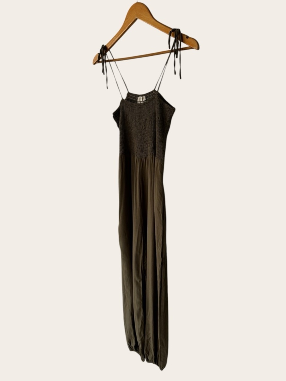 Urban Outfitters Olive Smocked Tie-Strap Jumpsuit - Picture 8 of 14
